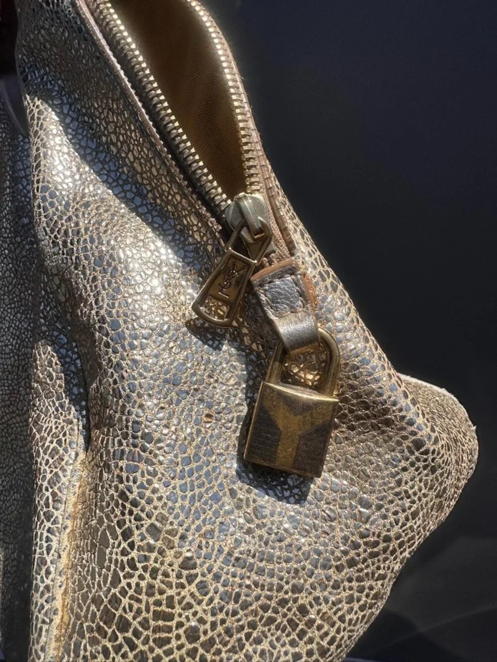 Y2K Authentic Yves Saint Laurent- Rive Gauche Gold Metallic Marjorelle Handbag